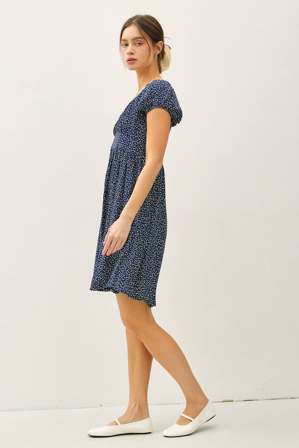 FLORAL PRINT PUFF SLEEVE DRESS - Be Cool - Terra Cotta Gorge Co.