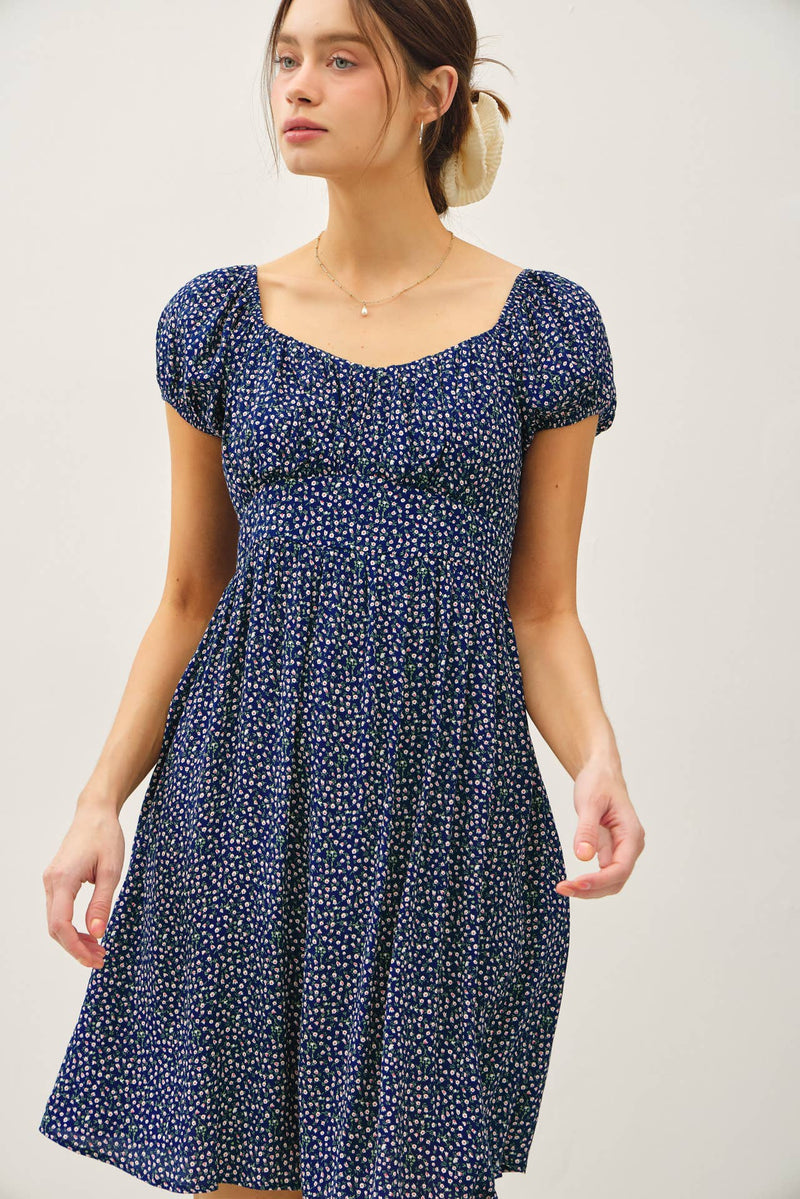 FLORAL PRINT PUFF SLEEVE DRESS - Be Cool - Terra Cotta Gorge Co.