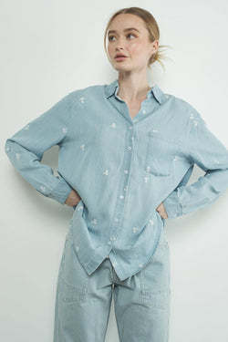FLOWER EMBROIDERED CHAMBRAY SHIRTS - Aaron & Amber - Terra Cotta Gorge Co.