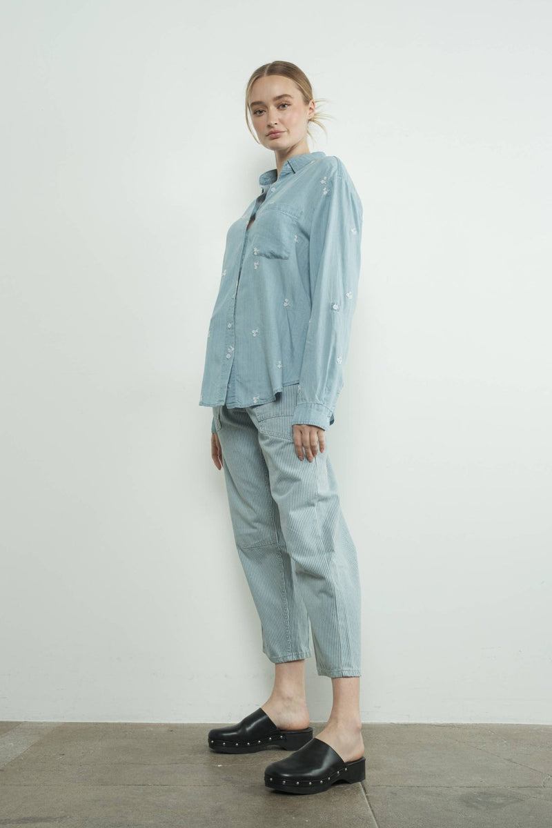 FLOWER EMBROIDERED CHAMBRAY SHIRTS - Aaron & Amber - Terra Cotta Gorge Co.