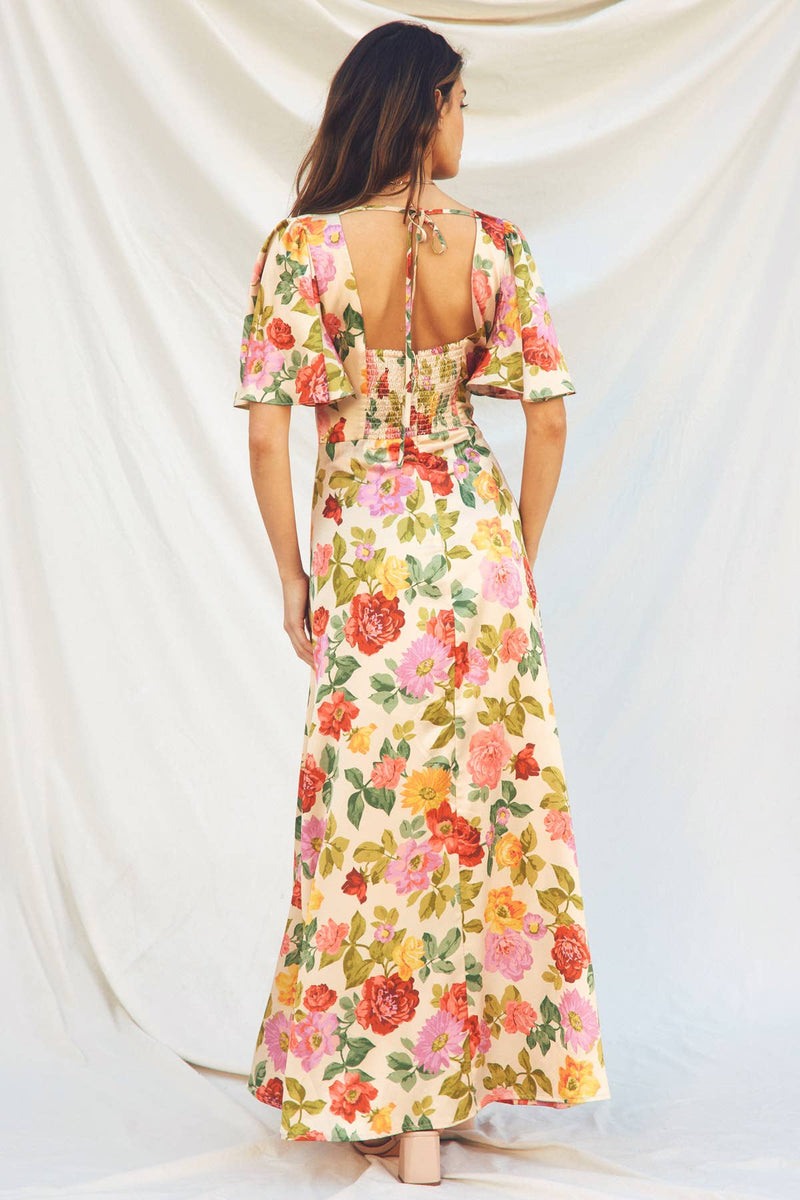 Gift of Love Flutter Sleeve Plunging Maxi Dress - Dress Forum - Terra Cotta Gorge Co.