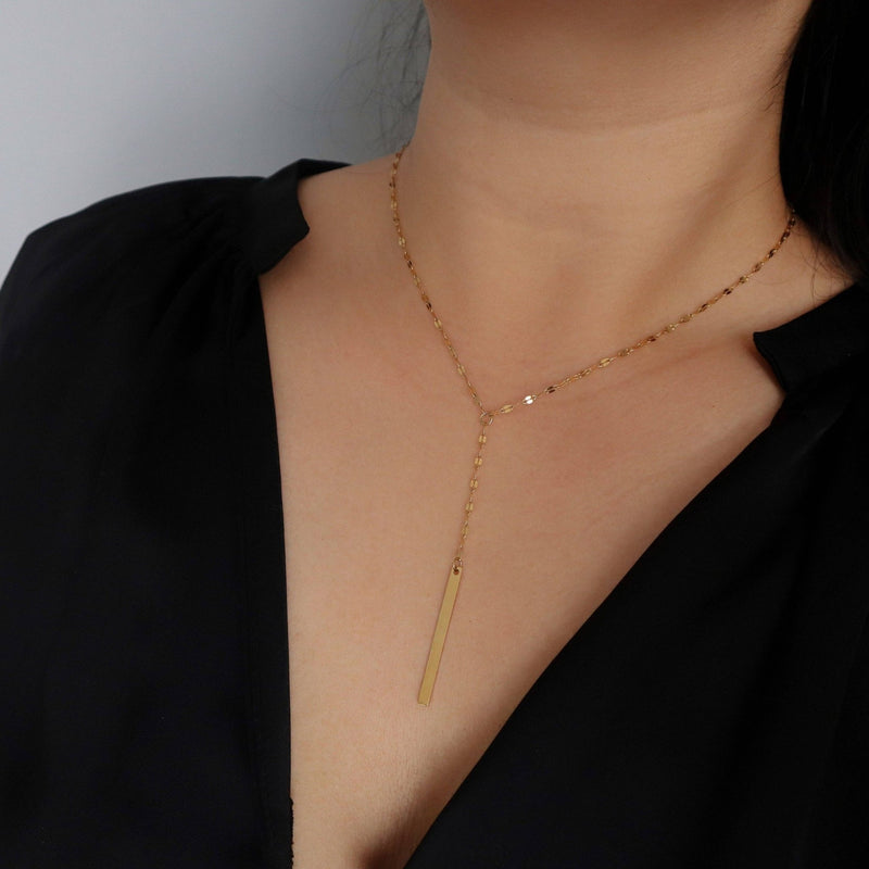 Gold Bar Lariat Necklace - JESSA Jewelry - Terra Cotta Gorge Co.