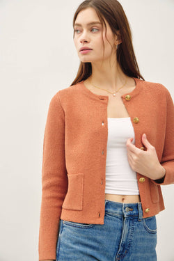 GOLD BUTTON UP CARDIGAN - Be Cool - Terra Cotta Gorge Co.