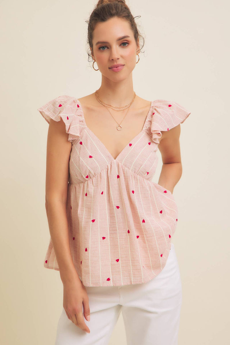 HEART EMBROIDERY TOP - in february - Terra Cotta Gorge Co.