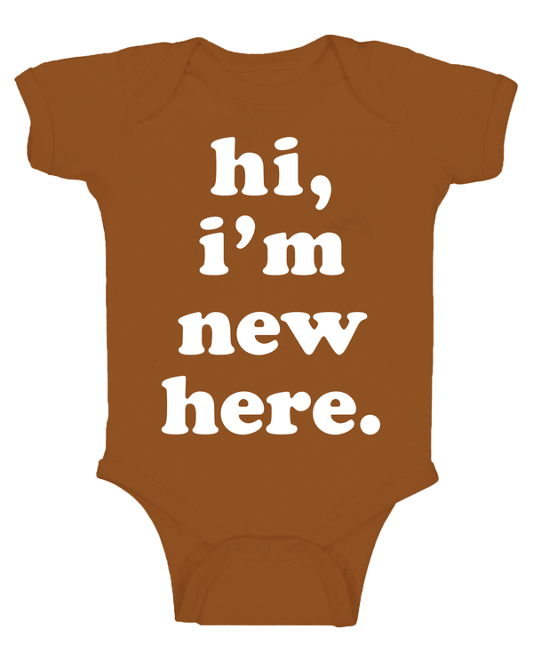 Hi I'm New Here Baby Onesie, Baby Gift, Baby Clothes Newborn - Polished Prints - Terra Cotta Gorge Co.