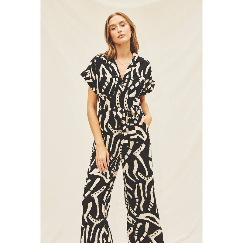 Hide And Seek Collared Button Front Jumpsuit - Dress Forum - Terra Cotta Gorge Co.