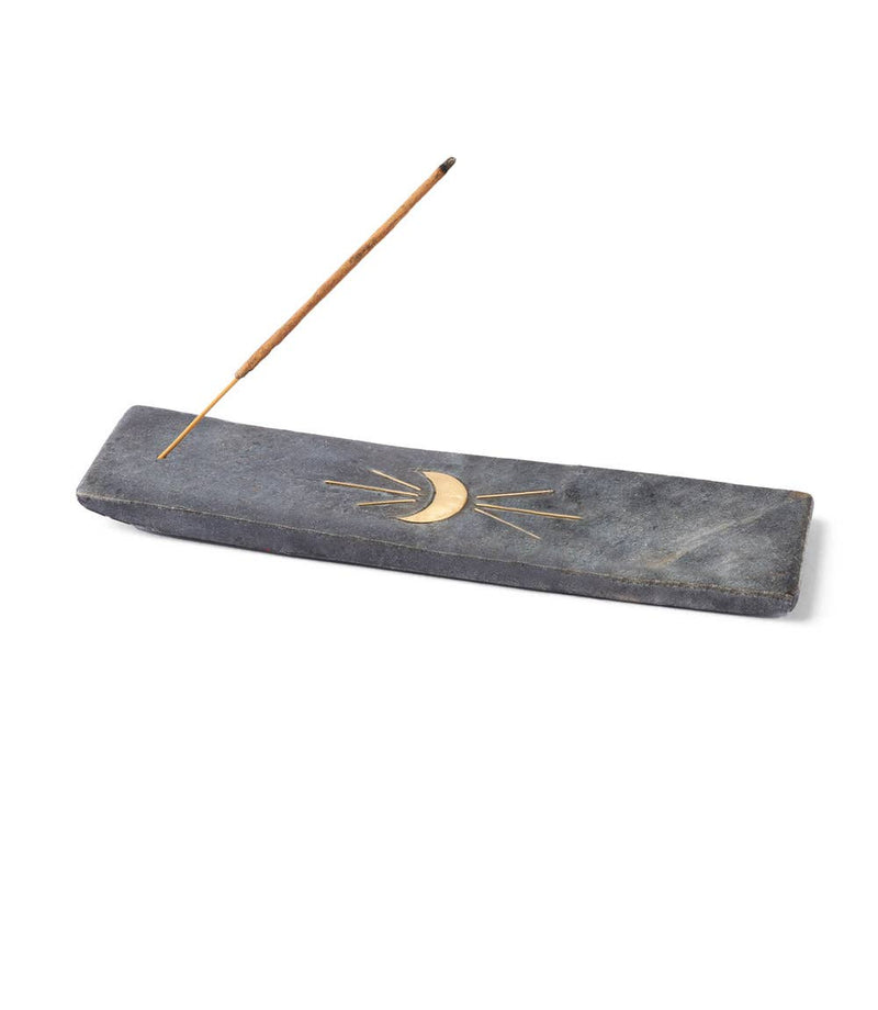 Indukala Moon Phase Incense Holder - Black Carved Marble - Matr Boomie Fair Trade - Terra Cotta Gorge Co.