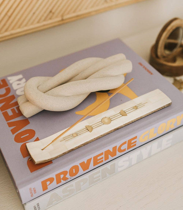 Indukala Moon Phase Incense Holder - Hand Carved Wood Bone - Matr Boomie Fair Trade - Terra Cotta Gorge Co.