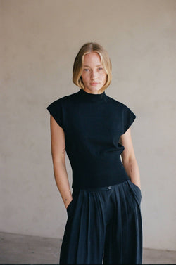 Knit Sleeveless Mock Neck Top - By Together - Terra Cotta Gorge Co.