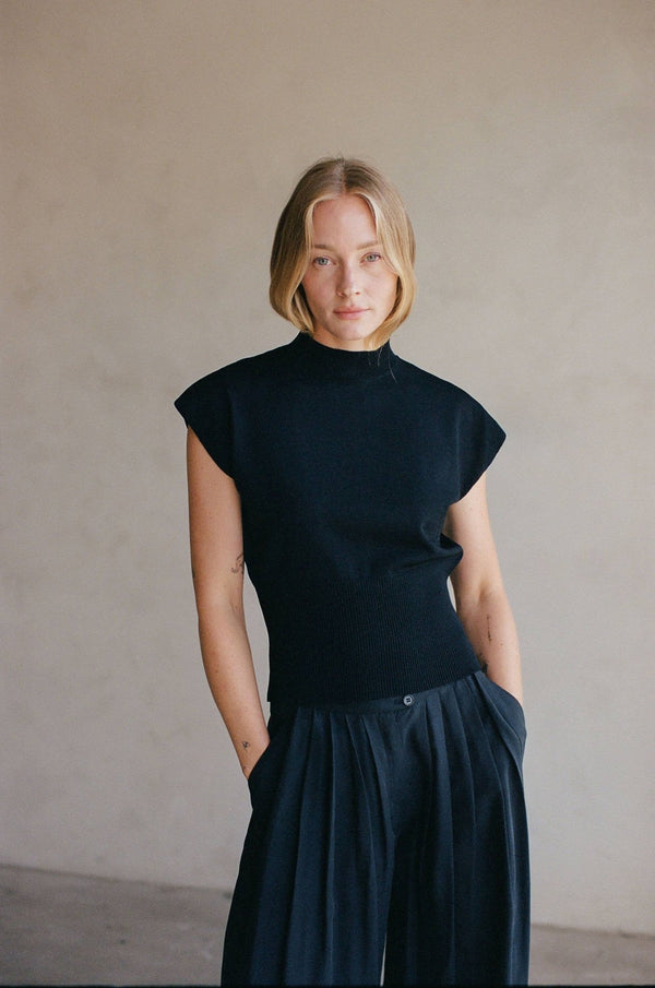 Knit Sleeveless Mock Neck Top - By Together - Terra Cotta Gorge Co.
