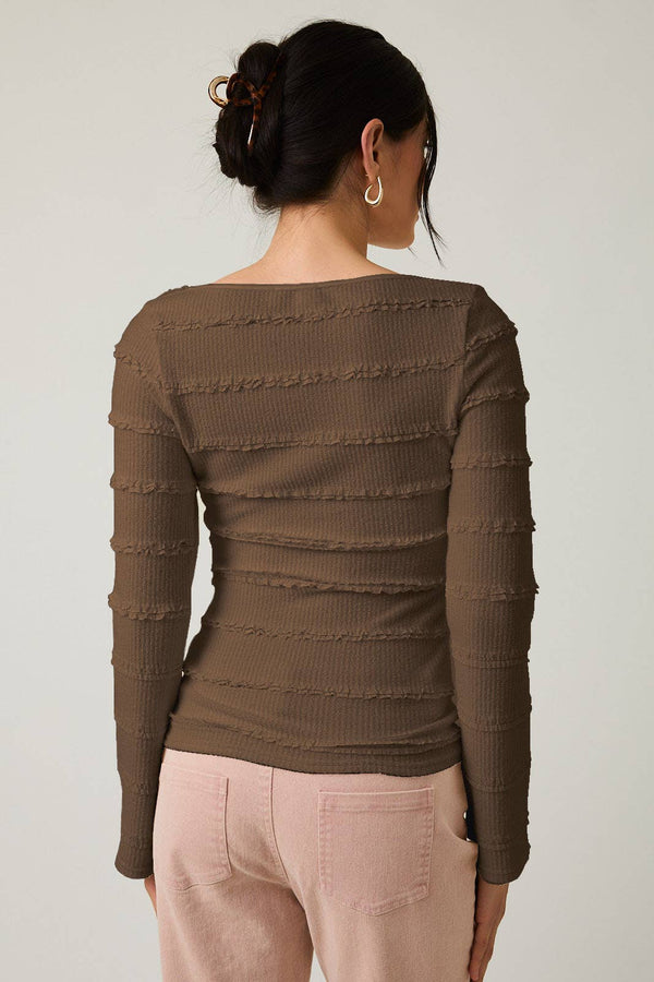 Lace Ruffle Brown Top - Sunday Edition by LE LIS - Terra Cotta Gorge Co.