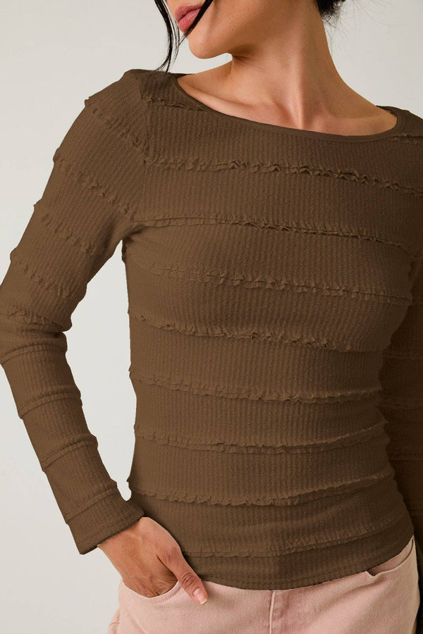 Lace Ruffle Brown Top - Sunday Edition by LE LIS - Terra Cotta Gorge Co.