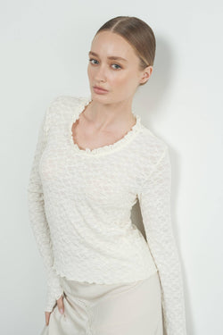 LACE TOP WITH RUFFLE ROUND NECK - Aaron & Amber - Terra Cotta Gorge Co.