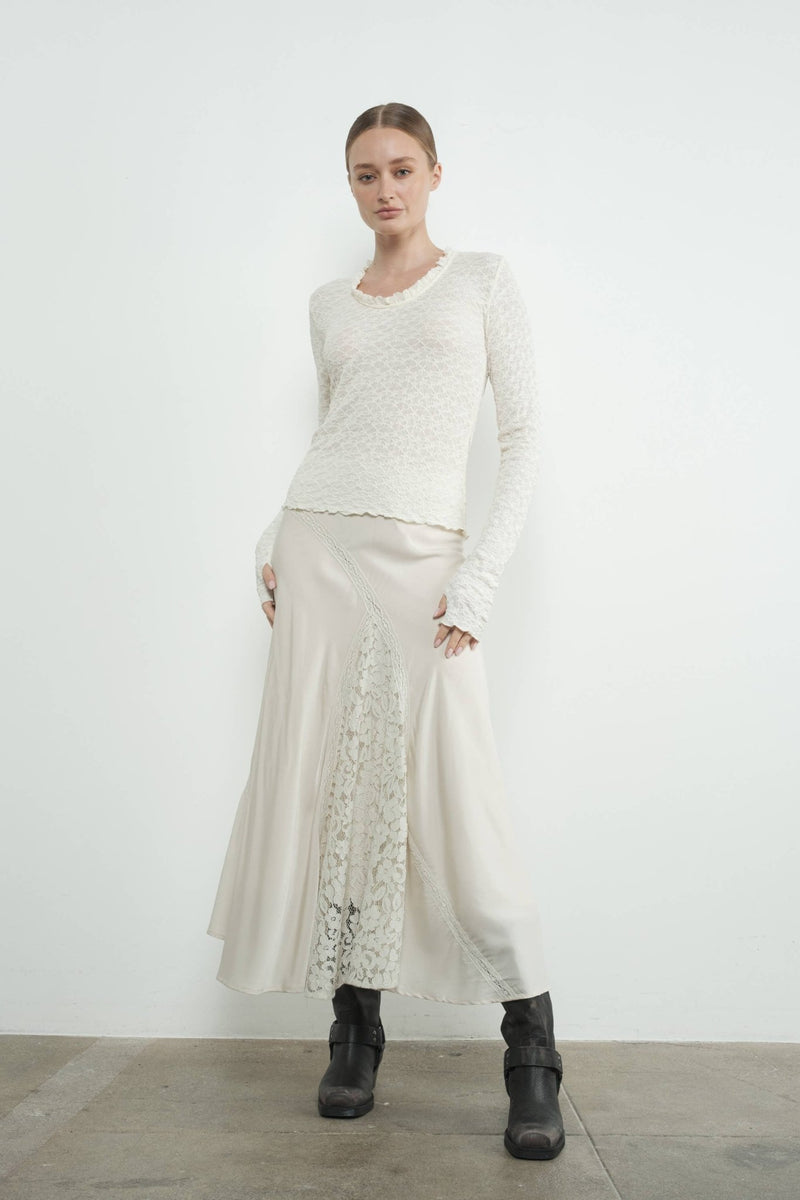 LACE TOP WITH RUFFLE ROUND NECK - Aaron & Amber - Terra Cotta Gorge Co.