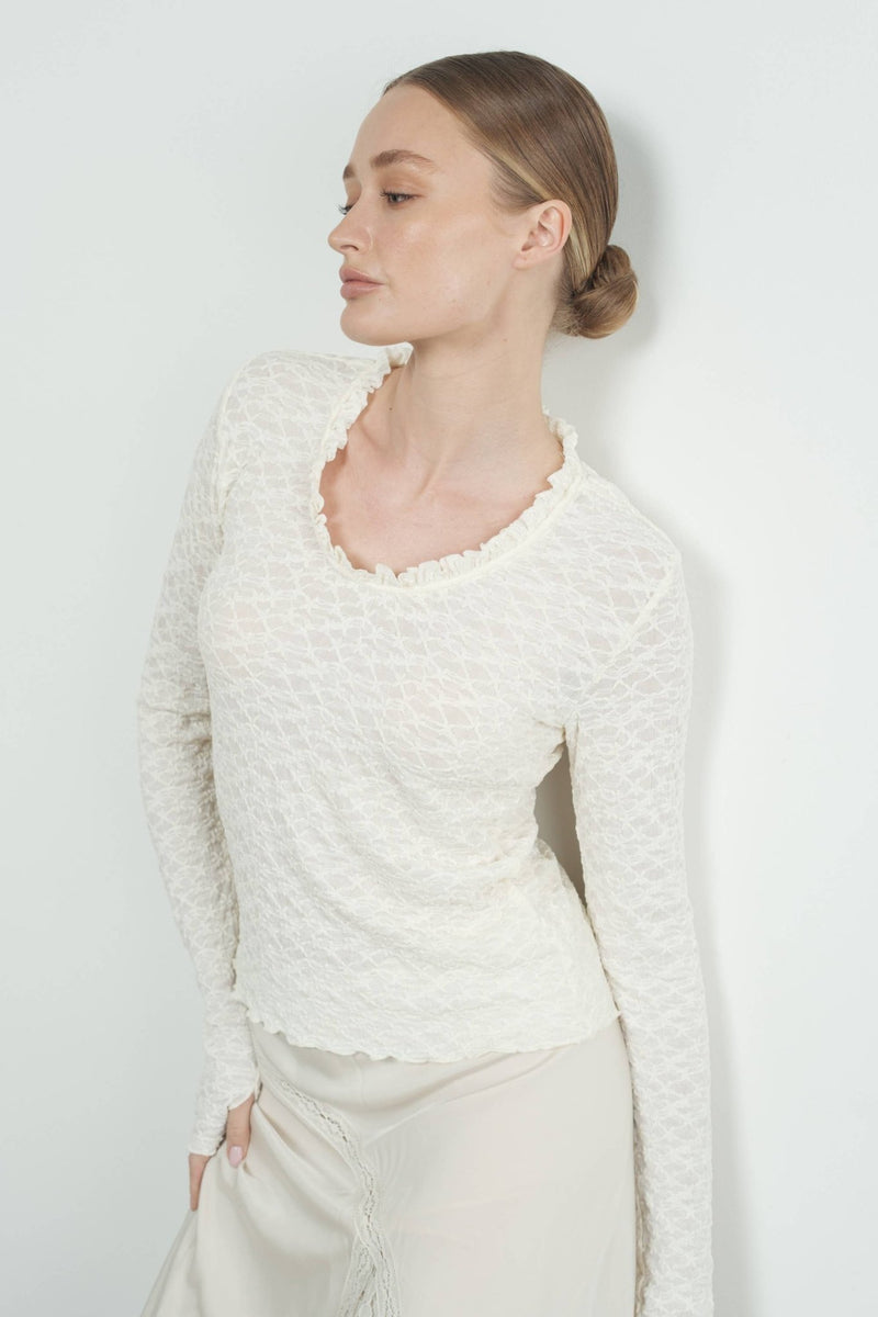 LACE TOP WITH RUFFLE ROUND NECK - Aaron & Amber - Terra Cotta Gorge Co.