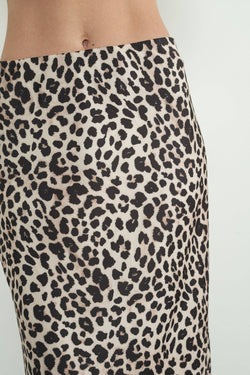 LEOPARD PRINT SATIN MIDI SKIRT - Aaron & Amber - Terra Cotta Gorge Co.