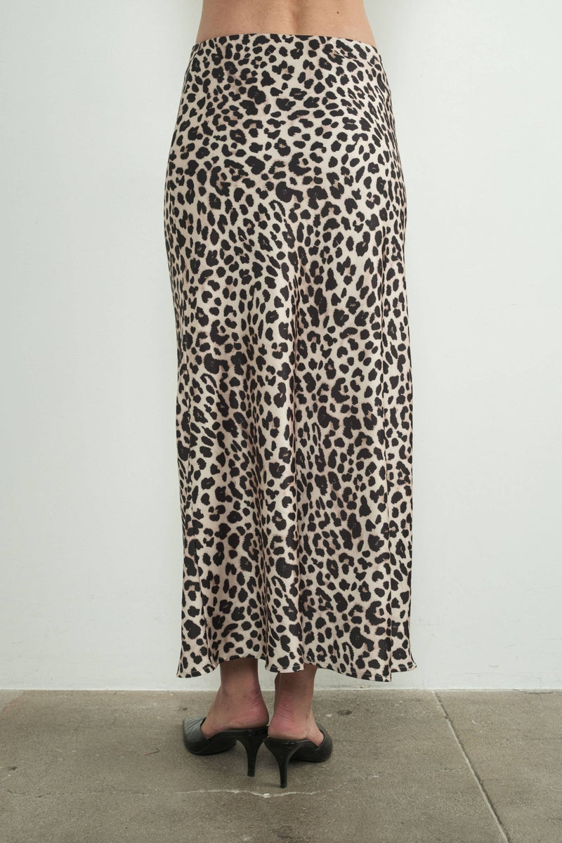 LEOPARD PRINT SATIN MIDI SKIRT - Aaron & Amber - Terra Cotta Gorge Co.