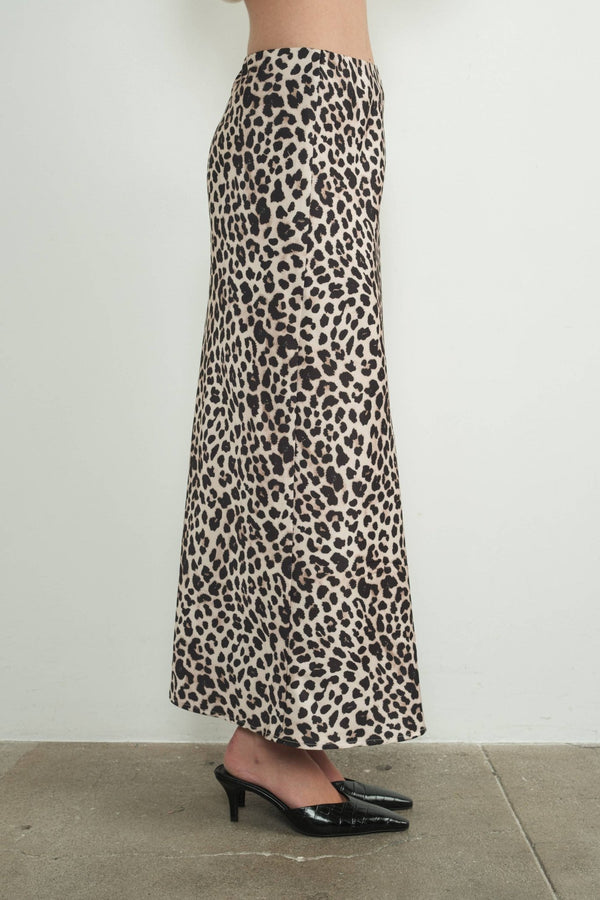 LEOPARD PRINT SATIN MIDI SKIRT - Aaron & Amber - Terra Cotta Gorge Co.