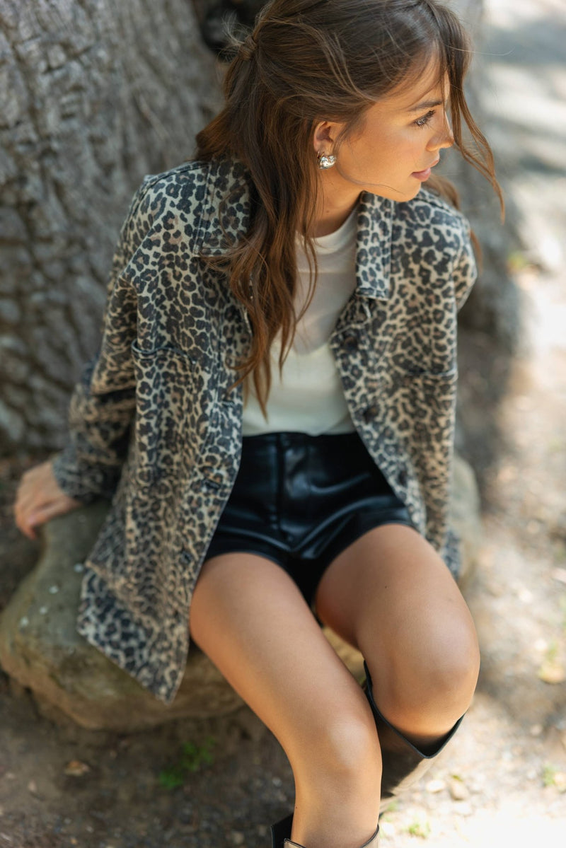 LEOPARD PRINT STRETCH SHACKET - MIOU MUSE - Terra Cotta Gorge Co.