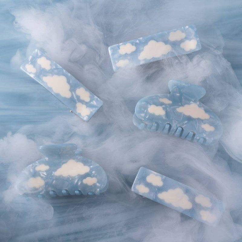 Lucy Sky Blue with White Clouds Acetate Hair Claw Clip - WINONA IRENE - Terra Cotta Gorge Co.