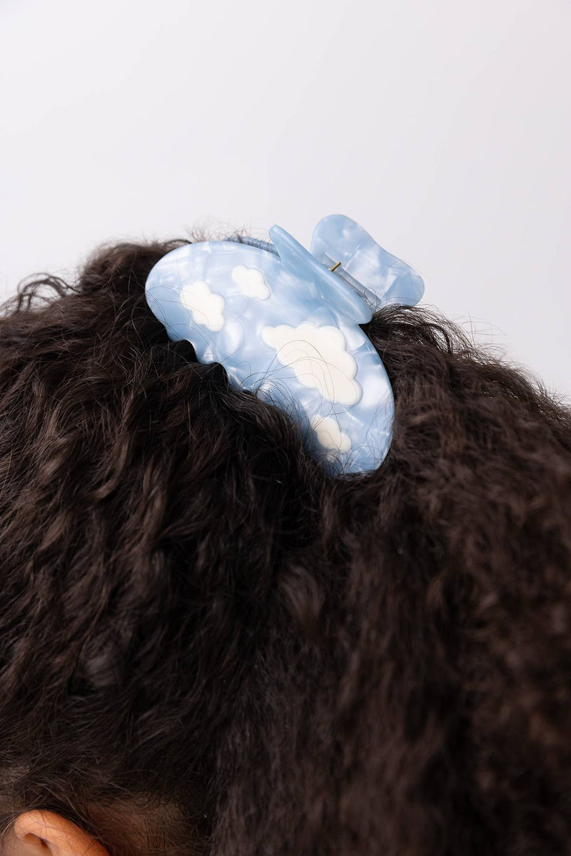 Lucy Sky Blue with White Clouds Acetate Hair Claw Clip - WINONA IRENE - Terra Cotta Gorge Co.