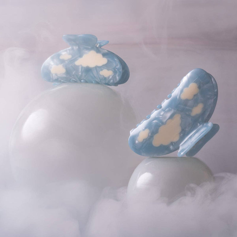 Lucy Sky Blue with White Clouds Acetate Hair Claw Clip - WINONA IRENE - Terra Cotta Gorge Co.
