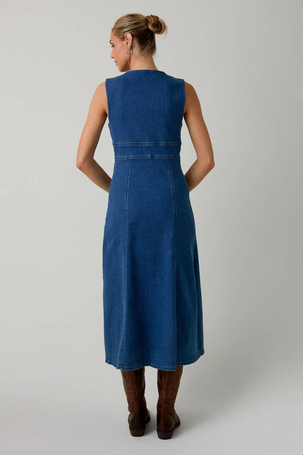 Midi Denim Dress - Sunday Edition by LE LIS - Terra Cotta Gorge Co.