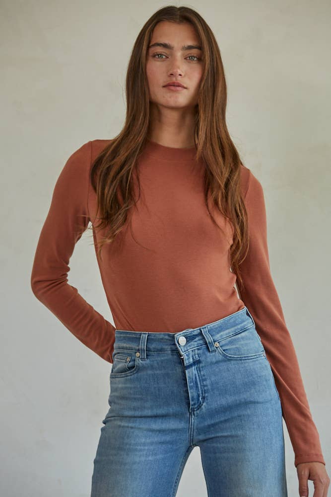 Mock Neck Long Sleeve Top - By Together - Terra Cotta Gorge Co.