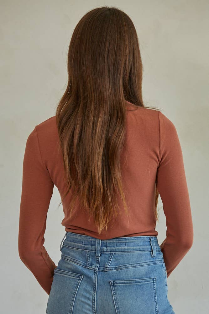 Mock Neck Long Sleeve Top - By Together - Terra Cotta Gorge Co.