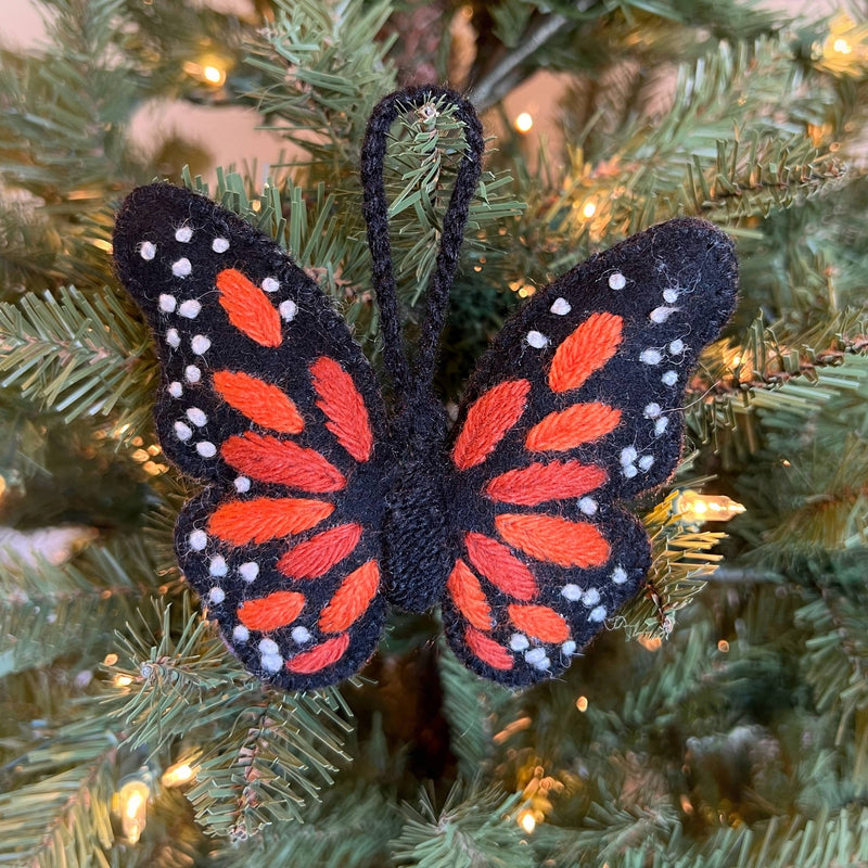 Monarch Butterfly Embroidered Wool Christmas Ornament - Ornaments 4 Orphans - Terra Cotta Gorge Co.