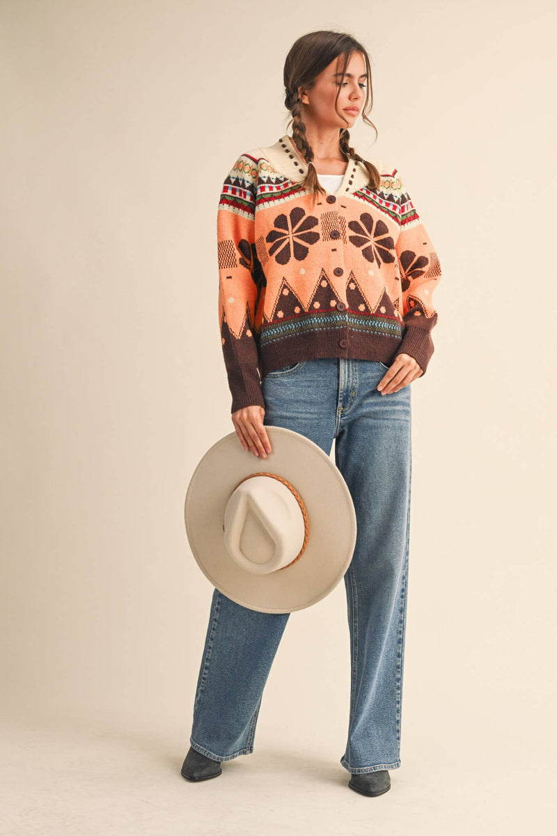 MULTI - COLOR SHAWL COLLAR SWEATER CARDIGAN MSW11026 - &MERCI - Terra Cotta Gorge Co.