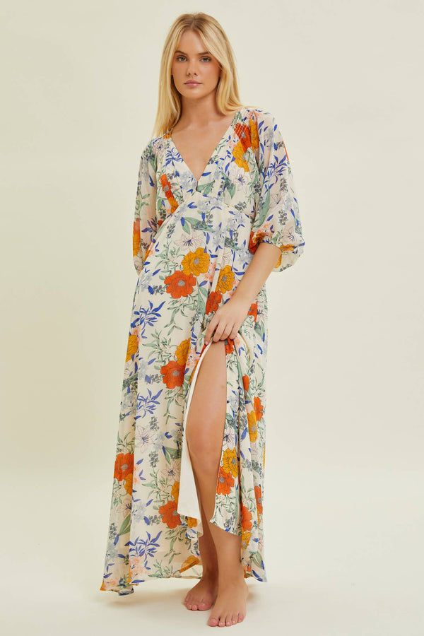 Mykonos Floral Dress - Baevely by Wellmade USA - Terra Cotta Gorge Co.