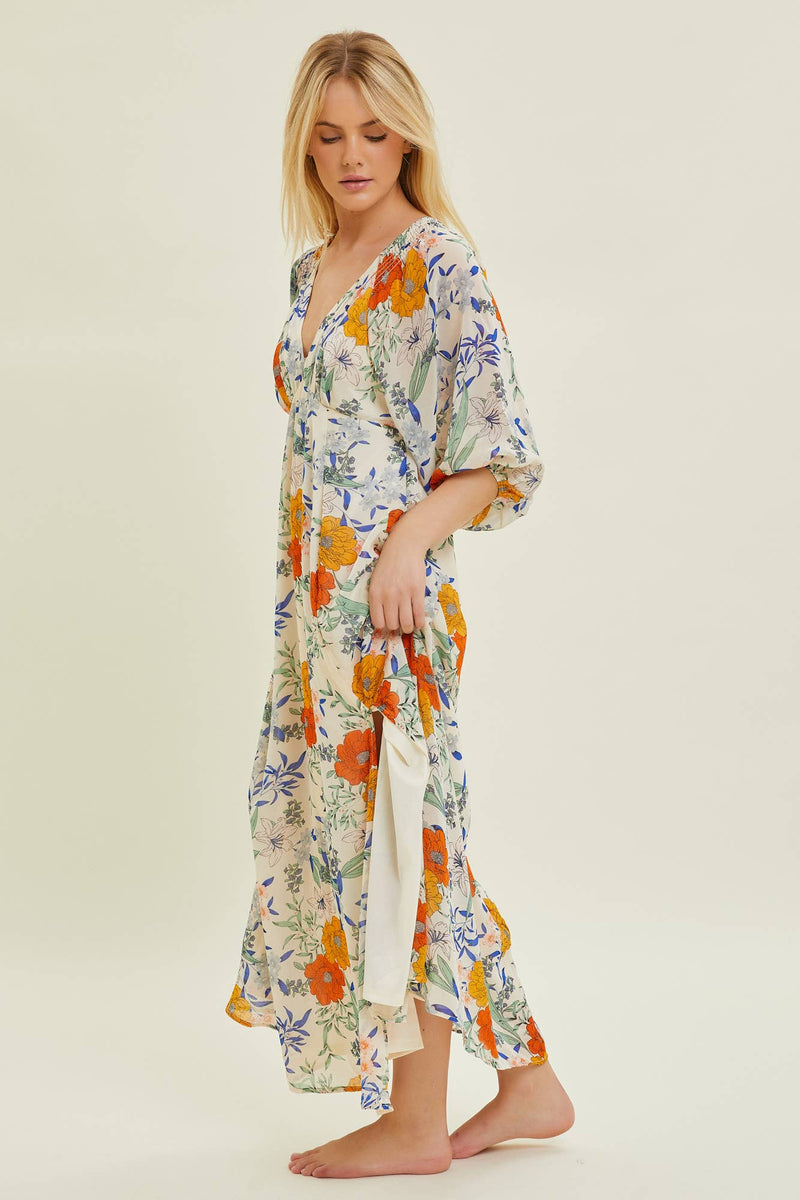 Mykonos Floral Dress - Baevely by Wellmade USA - Terra Cotta Gorge Co.