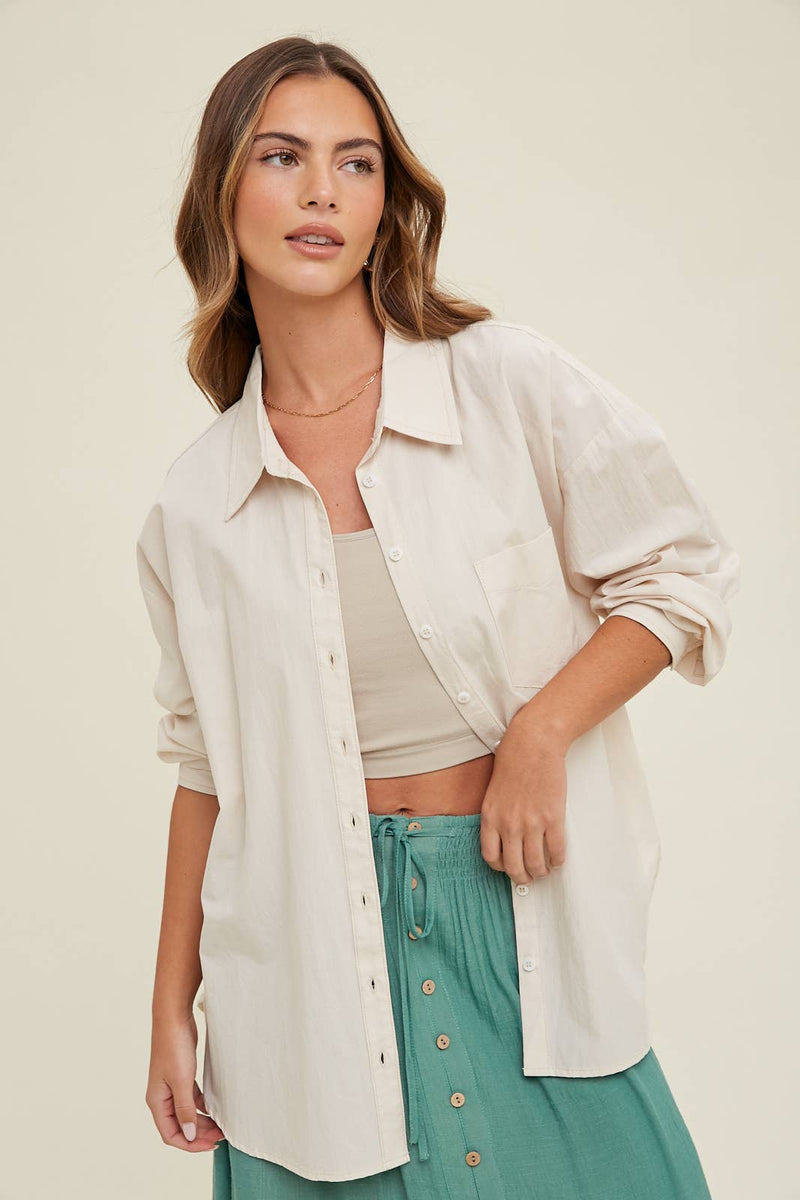 OVERSIZE BUTTON - UP SHIRT WITH POCKET - Wishlist Apparel - Terra Cotta Gorge Co.