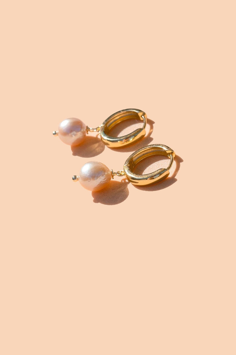 Pearl Girl Hoop - 18K Gold Plated and Fresh Water Pearl - Peter and June - Terra Cotta Gorge Co.