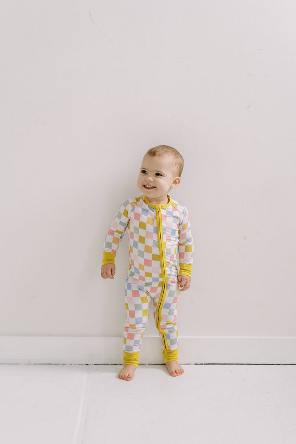 Plaid Bamboo Baby Pajamas - Polished Prints - Terra Cotta Gorge Co.