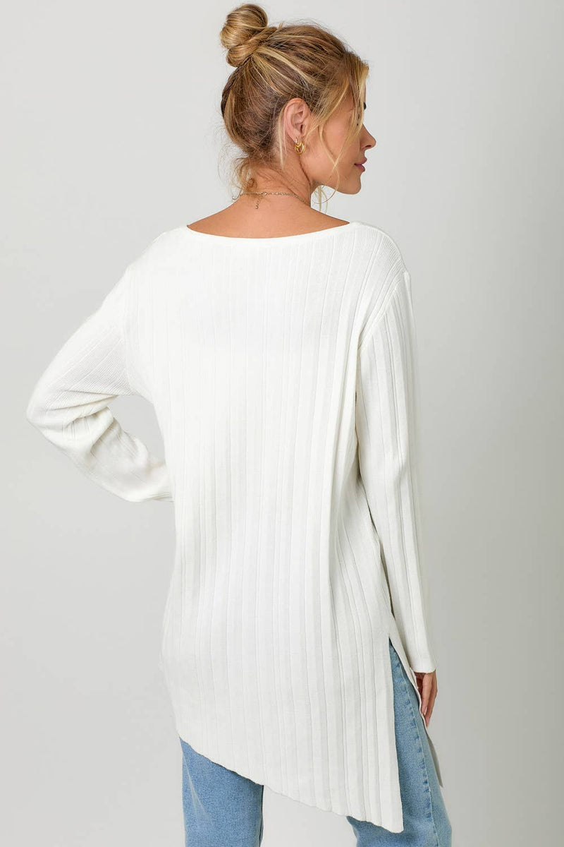 Pleated Diagonal Cut Sweater - Mystree - Terra Cotta Gorge Co.