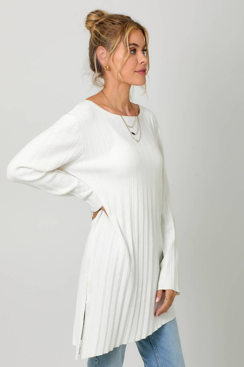 Pleated Diagonal Cut Sweater - Mystree - Terra Cotta Gorge Co.