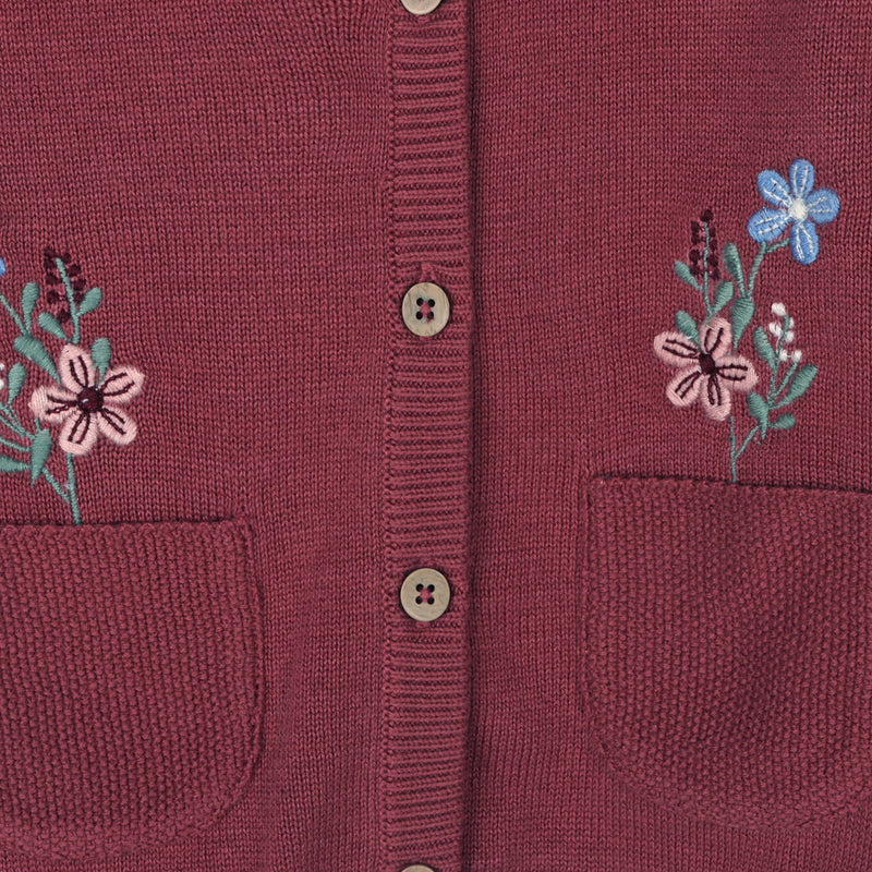 Pockets of Flowers Embroidered Baby Cardigan (Organic) - Viverano Organics - Terra Cotta Gorge Co.