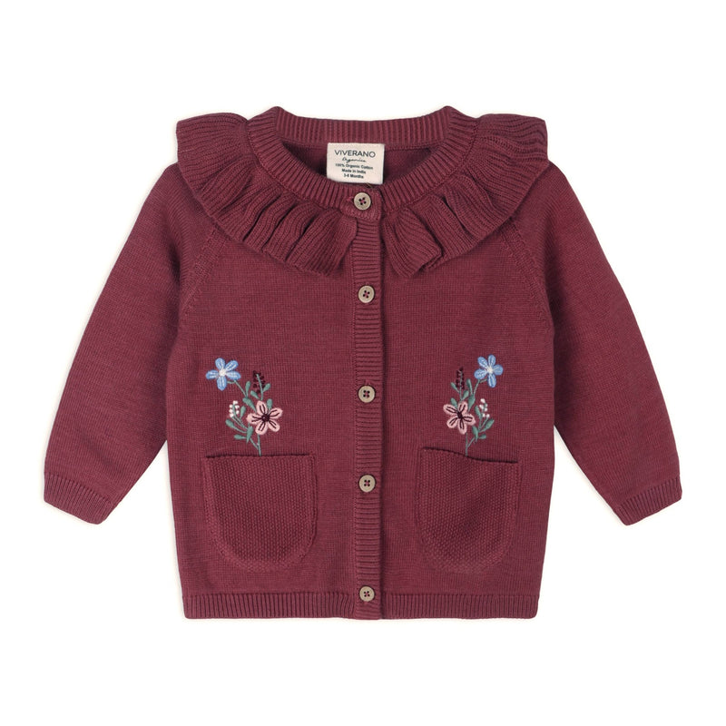 Pockets of Flowers Embroidered Baby Cardigan (Organic) - Viverano Organics - Terra Cotta Gorge Co.