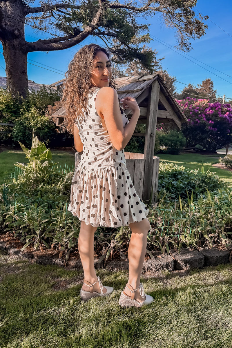 POLKA DOT SLEEVELESS BUBBLE DRESS - Aaron & Amber - Terra Cotta Gorge Co.
