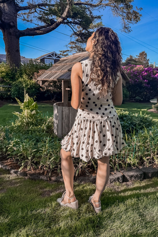 POLKA DOT SLEEVELESS BUBBLE DRESS - Aaron & Amber - Terra Cotta Gorge Co.