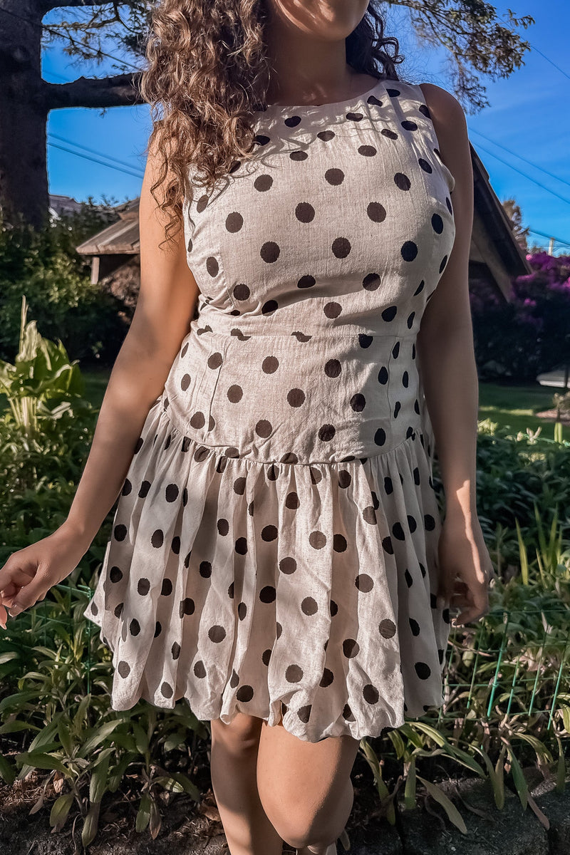 POLKA DOT SLEEVELESS BUBBLE DRESS - Aaron & Amber - Terra Cotta Gorge Co.