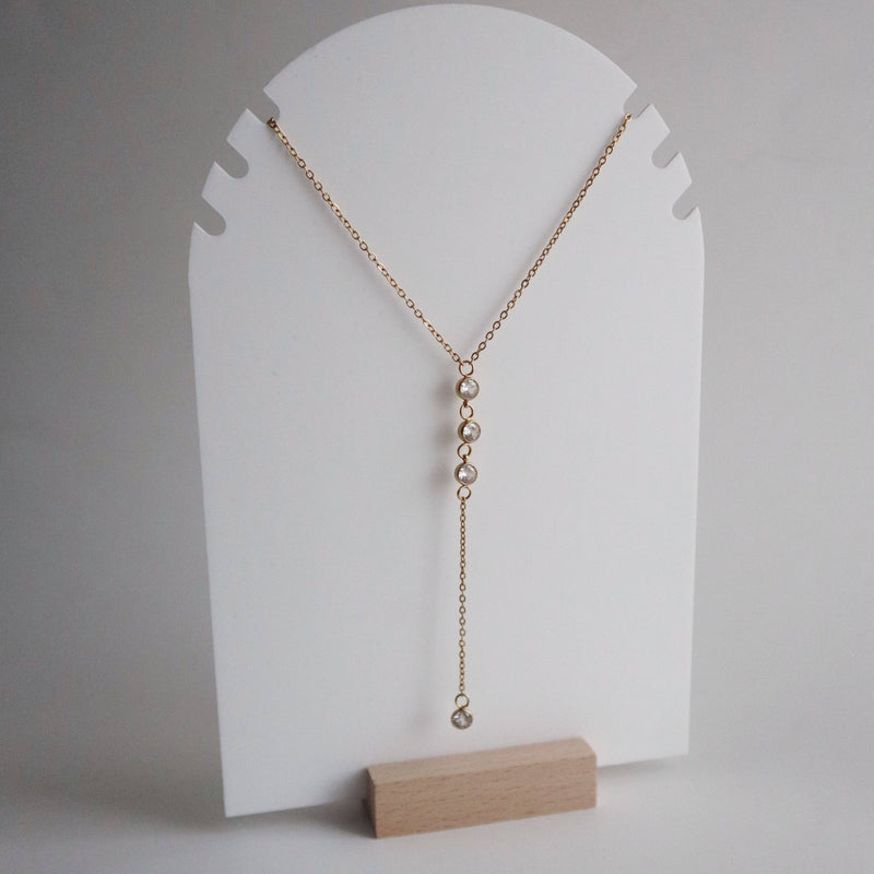 Quinn Lariat Necklace | CZ Lariat - JESSA Jewelry - Terra Cotta Gorge Co.