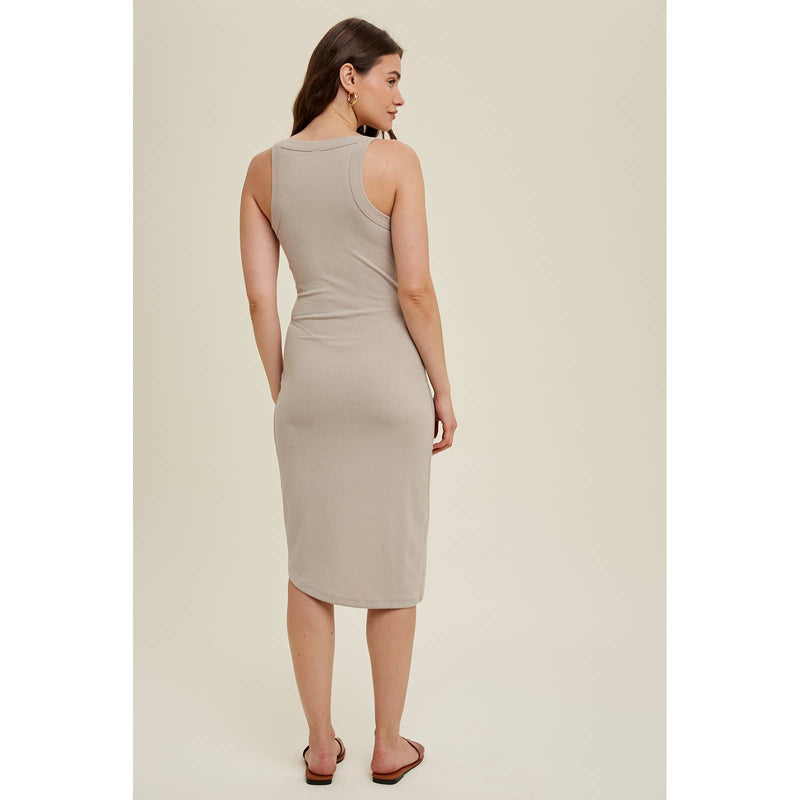 RIBBED KNIT MIDI DRESS WITH TULIP HEM DETAIL - Wishlist Apparel - Terra Cotta Gorge Co.