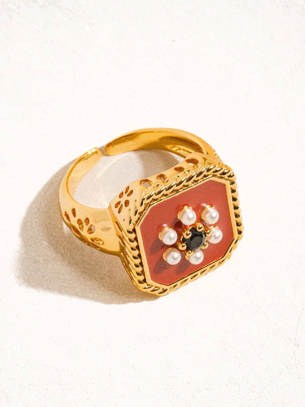 Rouge 18K Gold Red Enamel Vintage Adjustable Ring - Flânerie by MAIQ - Terra Cotta Gorge Co.