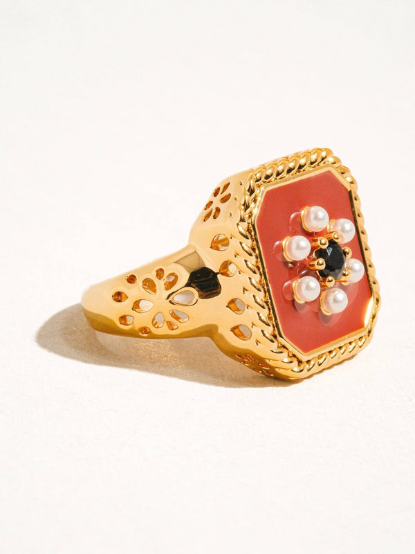 Rouge 18K Gold Red Enamel Vintage Adjustable Ring - Flânerie by MAIQ - Terra Cotta Gorge Co.