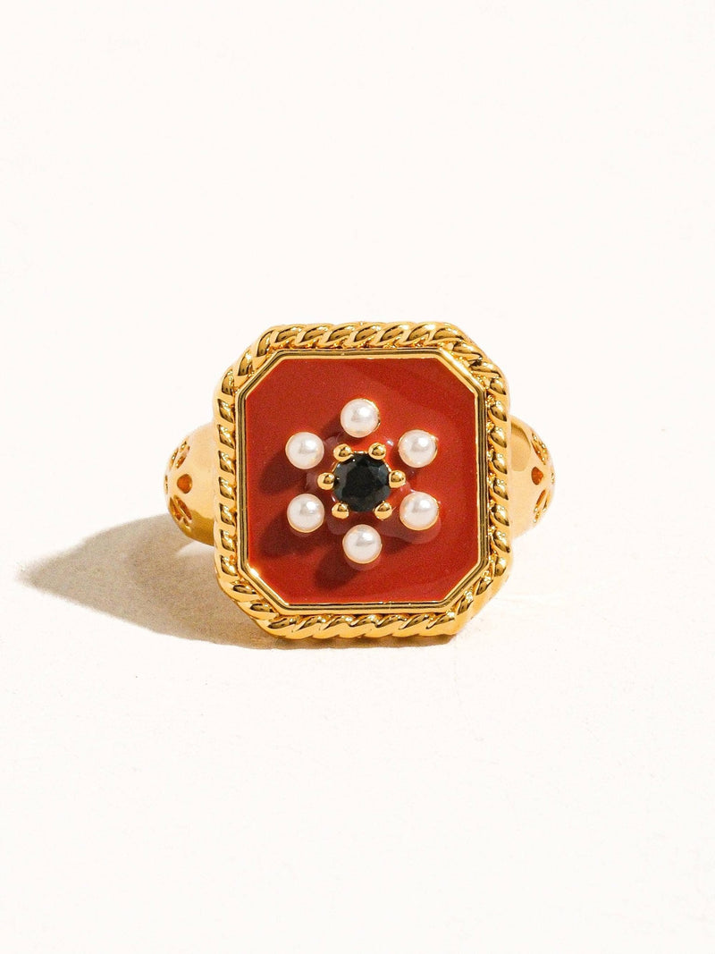 Rouge 18K Gold Red Enamel Vintage Adjustable Ring - Flânerie by MAIQ - Terra Cotta Gorge Co.