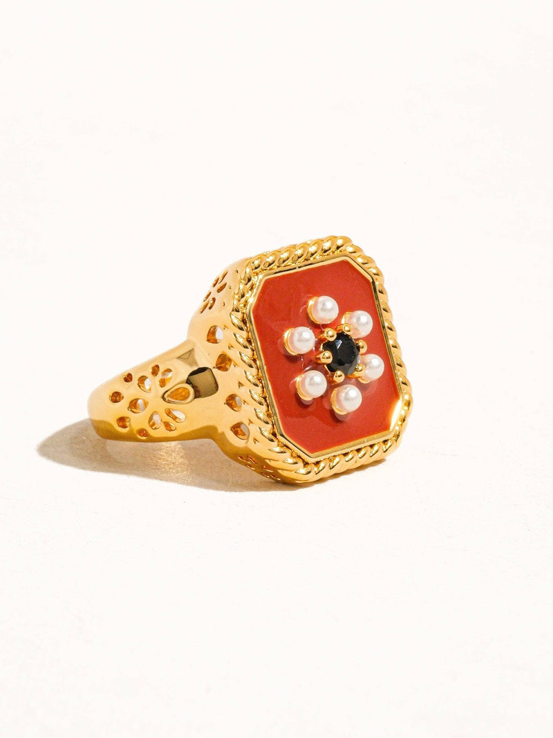Rouge 18K Gold Red Enamel Vintage Adjustable Ring - Flânerie by MAIQ - Terra Cotta Gorge Co.