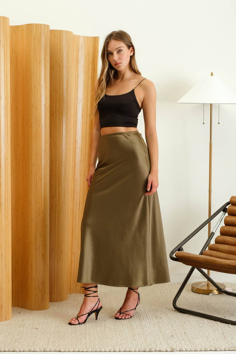 SATIN SLIP MIDI SKIRT - The Workshop Studio - Terra Cotta Gorge Co.